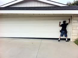 picture of garage door repair from outside of garage